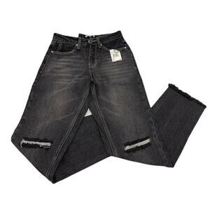 BP Ripped Knee Raw Hem Distressed Zip Fly Denim Jeans Sz 30 in Vintage Black NWT